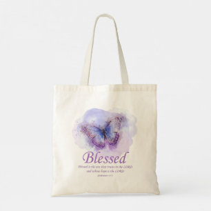 Bolsa Tote Bíblia cristã de mulher Verse Butterfly:Abençoa