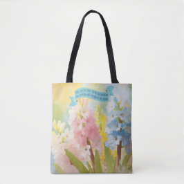Bolsa Tote Bíblia de fé feminina, flores de Hyacinth, Dia das
