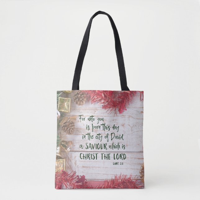 Bolsa Tote Bíblia de Natal do KJV Verse (Frente)