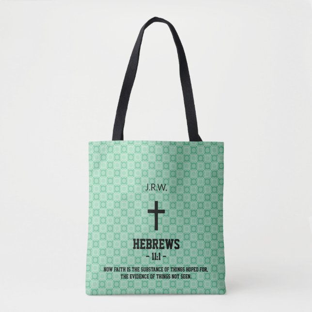 Bolsa Tote Bíblia de Padrão Verde da Casa da Moeda - Verse Ch (Frente)