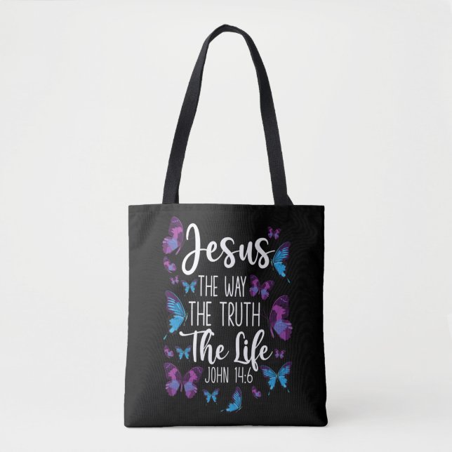 Bolsa Tote Bíblia Verse Jesus Como A Verdade A Vida John (Frente)