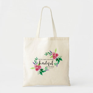 Bolsa Tote bíblia verso das flores aquáticas cristãs linda