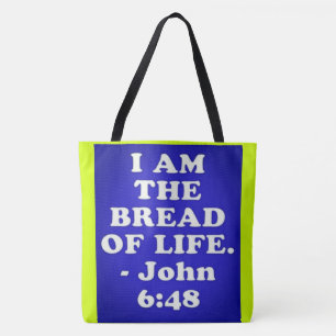 Bolsa Tote Bíblia verso de John 6:48.