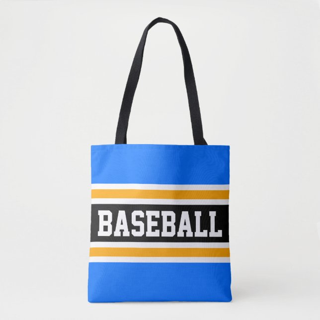 Bolsa Tote BIBLIOTECA Athletic Bright Blue Black Yellow Strip (Frente)