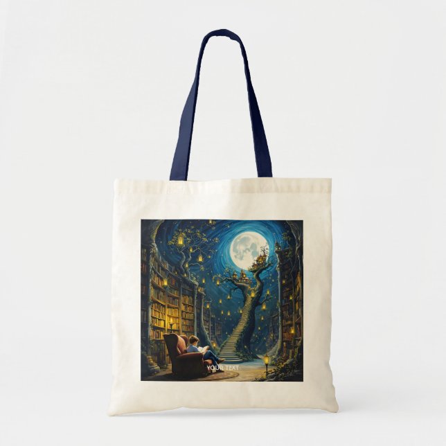 Bolsa Tote Biblioteca de Árvore Fantasy Cute Boy (Frente)