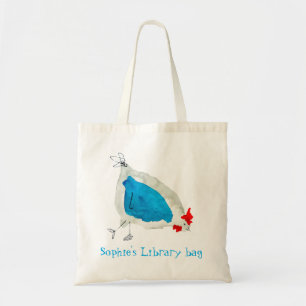 Bolsa Tote Biblioteca de galinha fofa aquarela nome