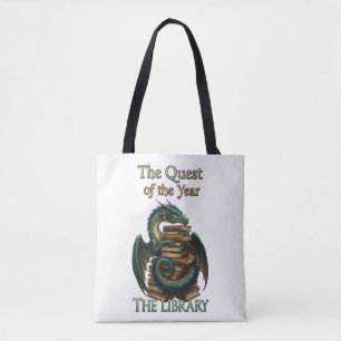 Bolsa Tote Bibliotecária Dragão de Leitura de Fantasia A Bu