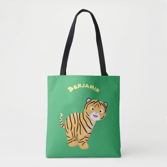 Bolsa Tote Bicho de tigre feliz e bonito (Frente)