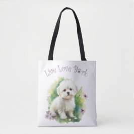 Bolsa Tote Bichon Dog Mãe Floral