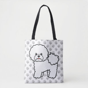 Bolsa Tote Bichon Frise Cute Cartoon Cachorros e Patas