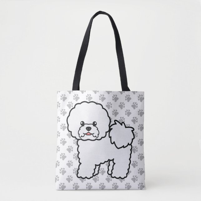 Bolsa Tote Bichon Frise Cute Cartoon Cachorros e Patas (Frente)