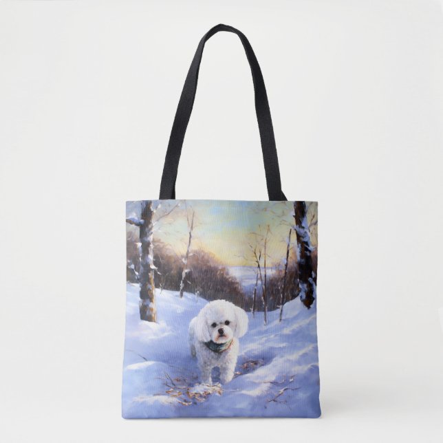 Bolsa Tote Bichon Frise Deixe-A Neve Natal (Frente)