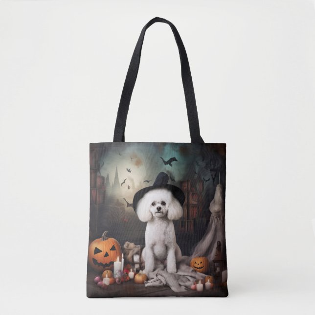 Bolsa Tote Bichon Frise Pumpkins Halloween Scary (Frente)