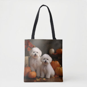 Bolsa Tote Bichon Frise Puppy Autumn Delight Pumpkin