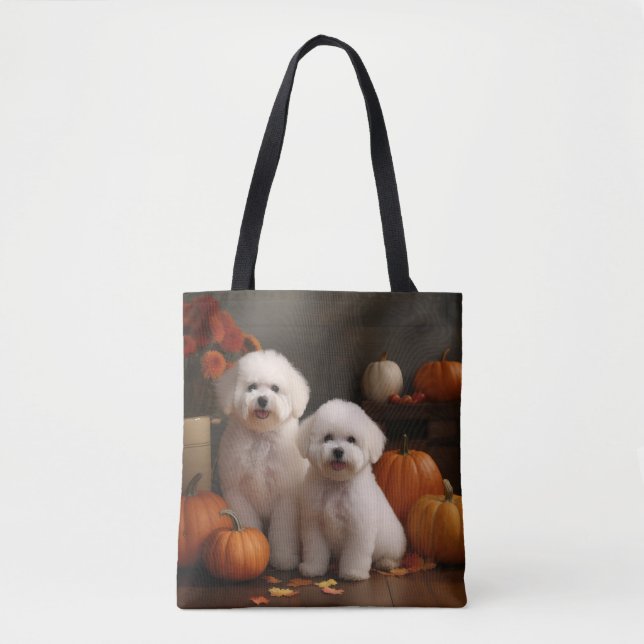 Bolsa Tote Bichon Frise Puppy Autumn Delight Pumpkin (Frente)