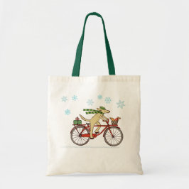 Bolsa Tote Bicicleta Andando de Cão com Feriado Whimiscal de