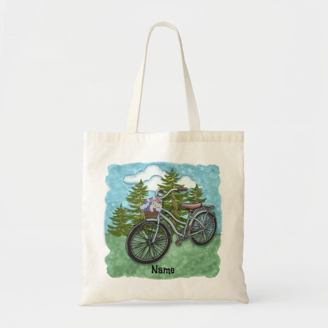 Bolsa Tote Bicicleta Azul Antiga (Frente)