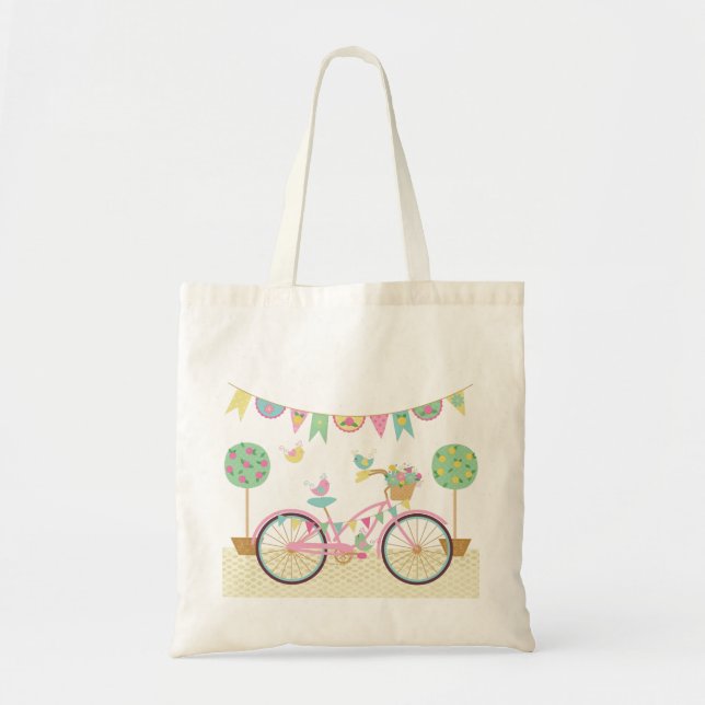 Bolsa Tote Bicicleta Cor-de-Rosa (Frente)
