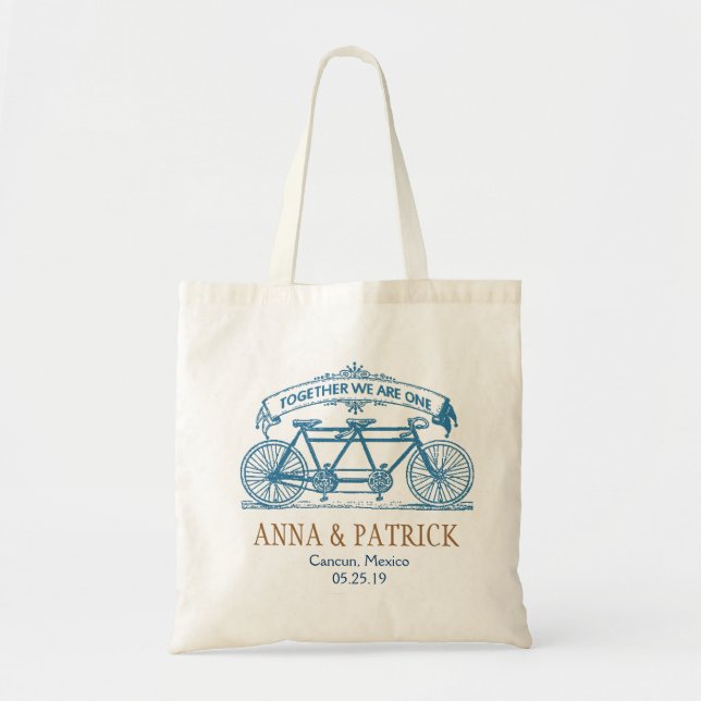 Bolsa Tote Bicicleta de Presente de Casamento Personalizado (Frente)