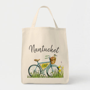 Bolsa Tote Bicicleta do vintage de Nantucket no campo da