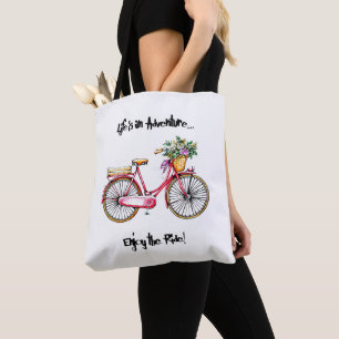 Bolsa Tote Bicicleta ilustrada com cesto floral