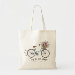 Bolsa Tote Bicicleta Retrô com Flores Aproveite as Pequenas C