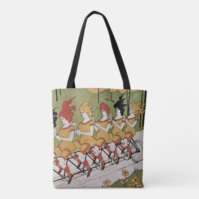 Bolsa Tote Bicicleta Tandem Antiga Art Nouveau (Verso)