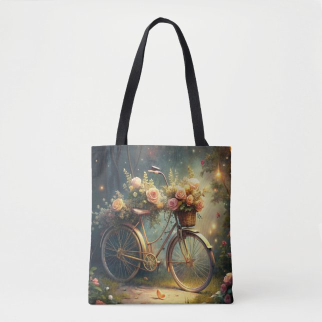 Bolsa Tote Bicycle and Flowers (Frente)