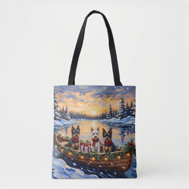 Bolsa Tote Biewer Terrier Christmas Boat Holiday (Frente)