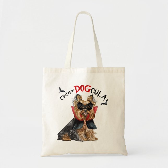 Bolsa Tote Biewer Terrier Vampire Dog Trick ou Tratar (Frente)