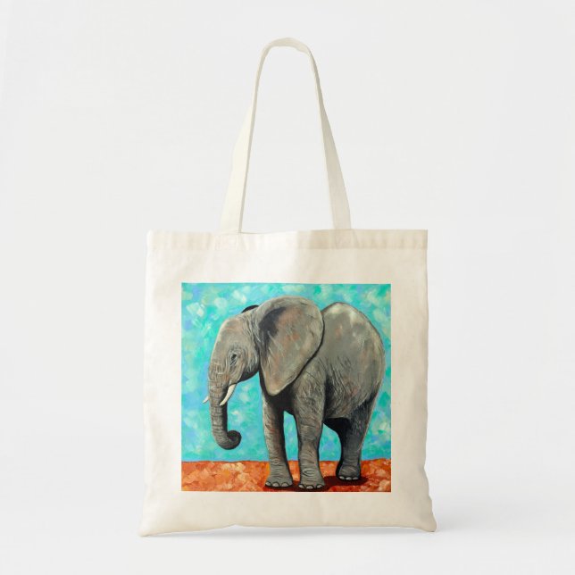 Bolsa Tote Big Baby Elephant Painting  (Frente)