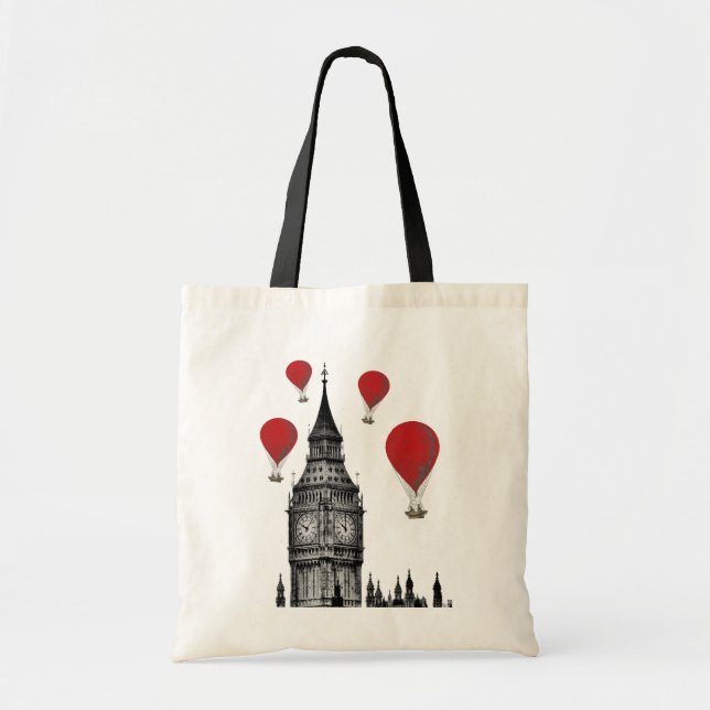 Bolsa Tote Big Ben e Red Hot Air Balloons 2 (Frente)