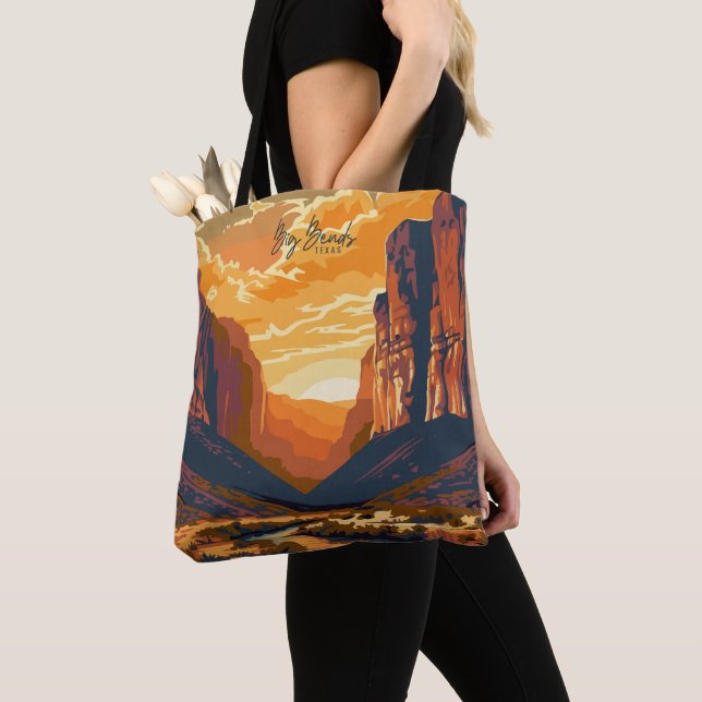 Bolsa Tote Big Bends Texas Vintage Art Viagem (Close Up)