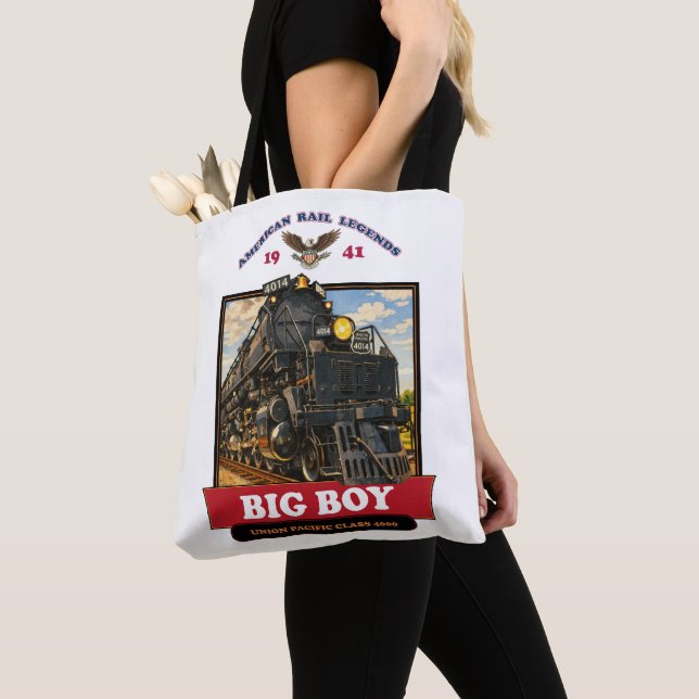 Bolsa Tote Big Boy 4014 Steam Locomotive Retro Illustration (Close Up)