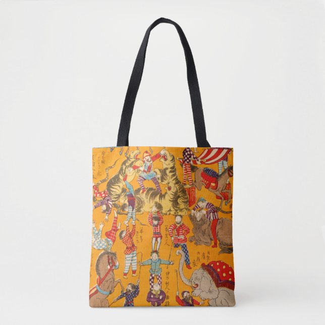 Bolsa Tote Big Japanese Circus woodblock print (Frente)