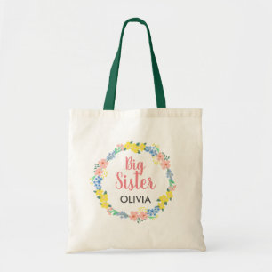 Bolsa Tote Big Sister Floral Wreath