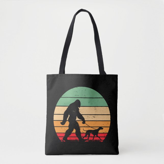Bolsa Tote Bigfoot Caminhando Cão Pointer de Cabelo Curto Ale (Frente)