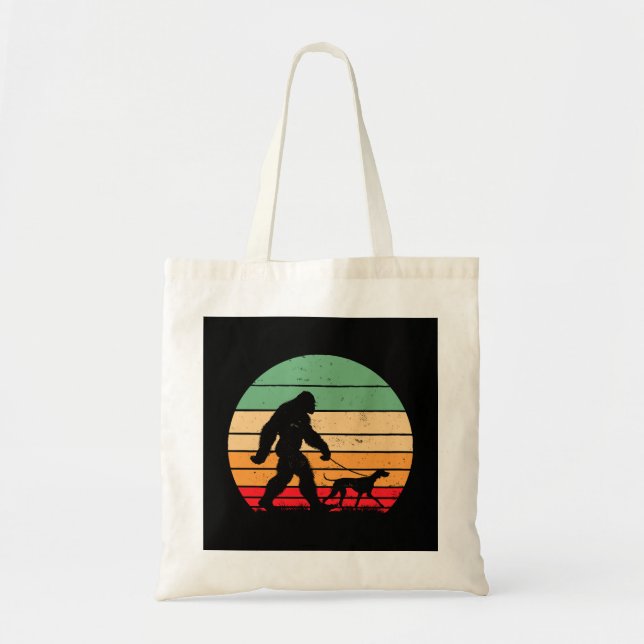 Bolsa Tote Bigfoot Caminhando com Pointer Alemão de Cabelo Cu (Frente)