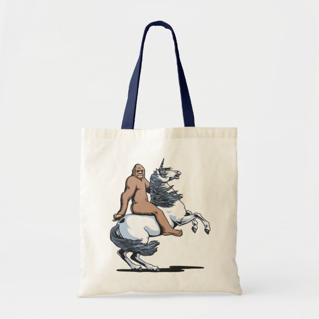 Bolsa Tote Bigfoot que monta um unicórnio (Frente)