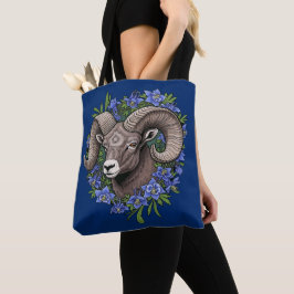 Bolsa Tote Bighorn Sheep And Blue Colorado Columbine Flowers