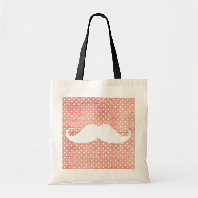 Bolsa Tote Bigode branco engraçado no teste padrão de (Frente)