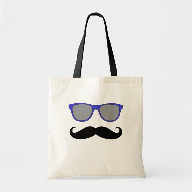 Bolsa Tote bigode e óculos escuros azuis Humor (Frente)