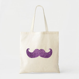 Bolsa Tote Bigode roxo de Bling (gráfico do brilho do falso)