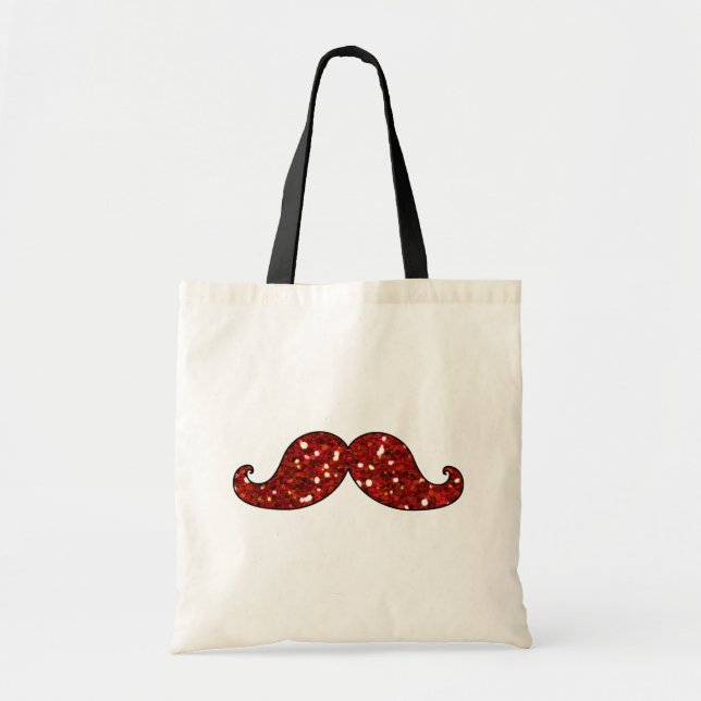 BOLSA TOTE BIGODE VERMELHO ENGRAÇADO BRILHO IMPRESSO (Frente)