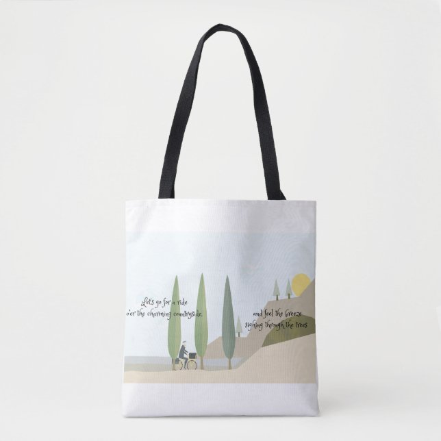Bolsa Tote Biking through the countryside poetry (Frente)