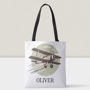 Bolsa Tote Biplano Clássico Vintage Personalizado