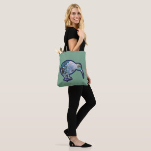 Bolsa Tote Bird lindíssima Shiny Pāua Kiwi em verde