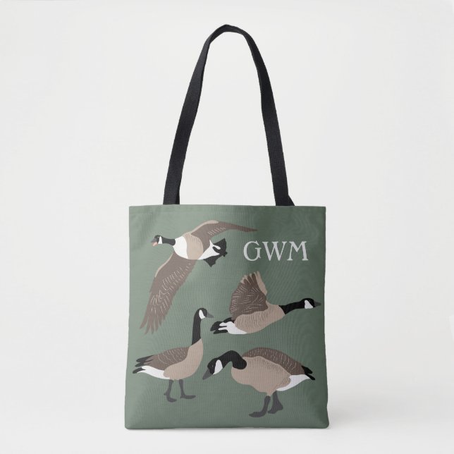 Bolsa Tote Bird Lovers Canadá Ilustração Geográfica Monograma (Frente)