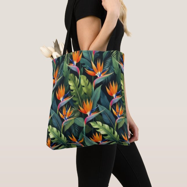 Bolsa Tote Bird of Paradise Flower Pattern (Close Up)