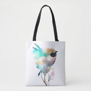 Bolsa Tote Bird Willife Animal Nature Watercolor Art